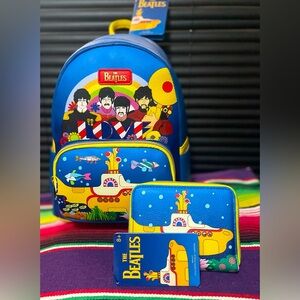 NWT The Beatles Yellow Submarine Love Funko Loungefly Mini Backpack and Wallet